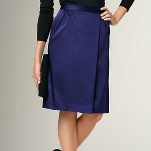 Talbots Blue Satin Finish Duchesse Faux Wrap Skirt Size 2P NWT